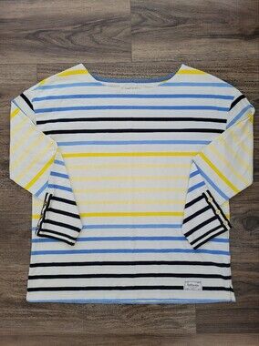 Talbots Striped Crewneck Men’s Shirt in White, Blue & Yellow